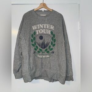 Aerie Gray Winter Tour Crewneck Sweater